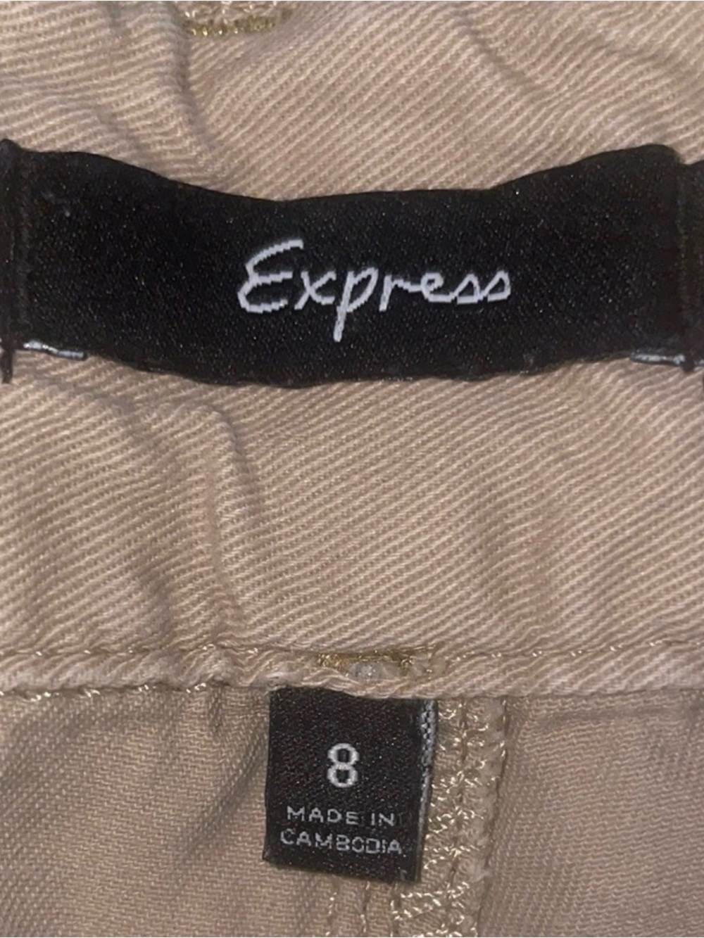 Express Y2K Low Rise Khaki Utility Shorts Flap Pocket Women’s Size 8 - Picture 5 of 6